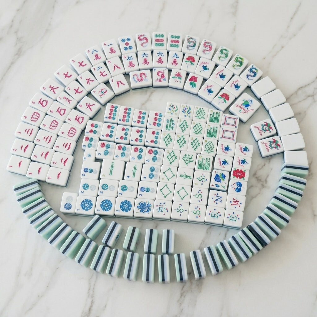 Crystal Cyan Mahjong Set — 160 Tiles