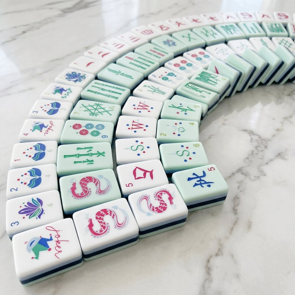 Crystal Cyan Mahjong Set — 160 Tiles