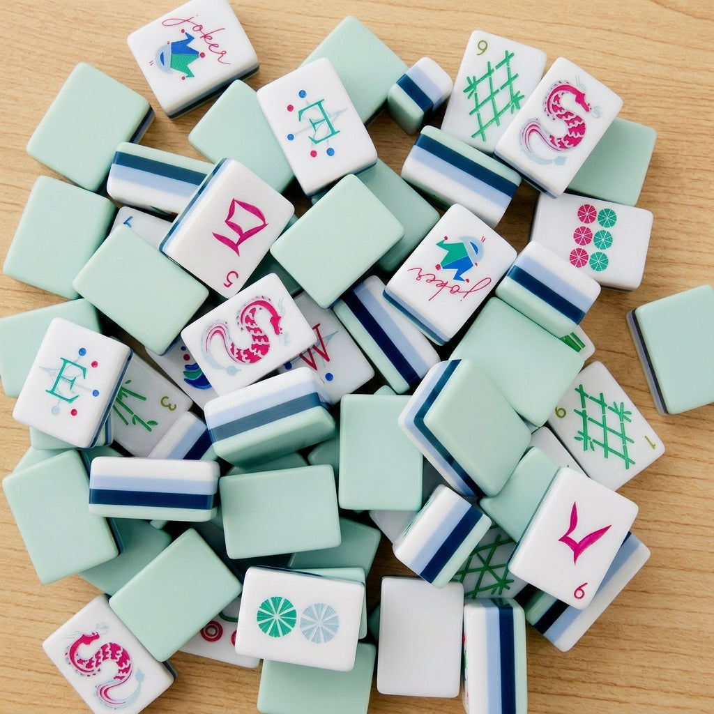 Crystal Cyan Mahjong Set — 160 Tiles