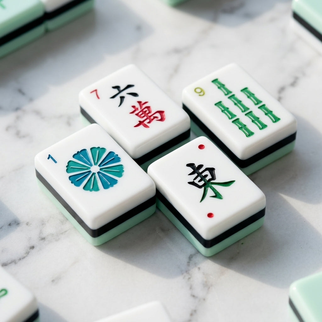 Crystal Cyan Mahjong Set — 160 Tiles