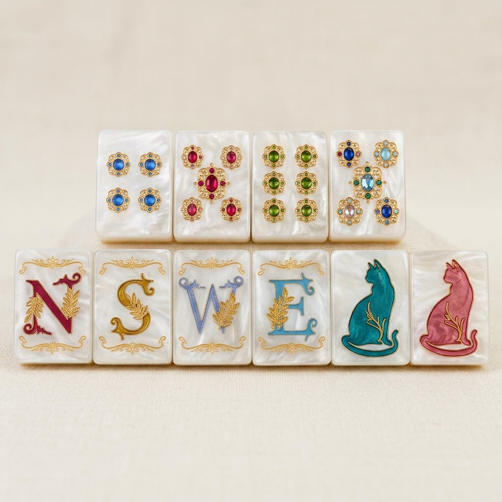 Pearl Cat Mahjong Set — 160 Tiles