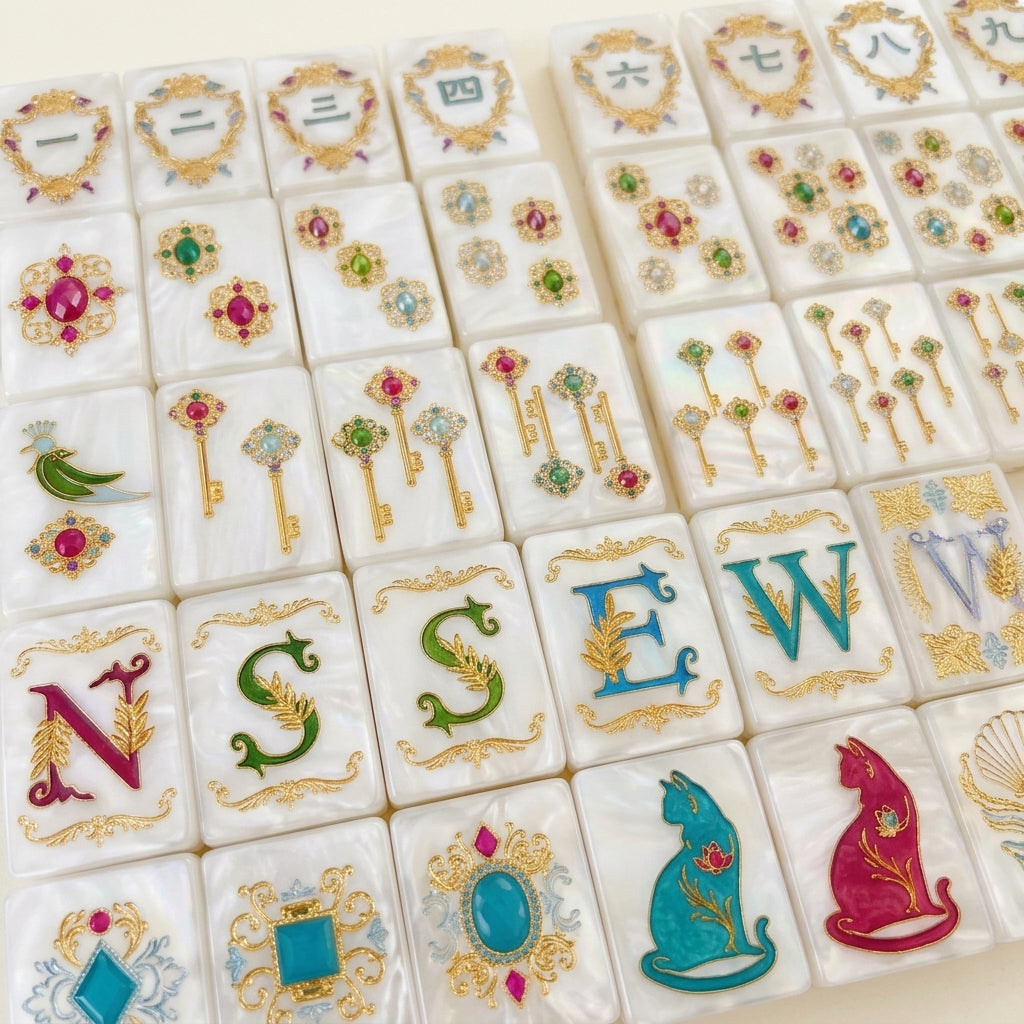 Pearl Cat Mahjong Set — 160 Tiles