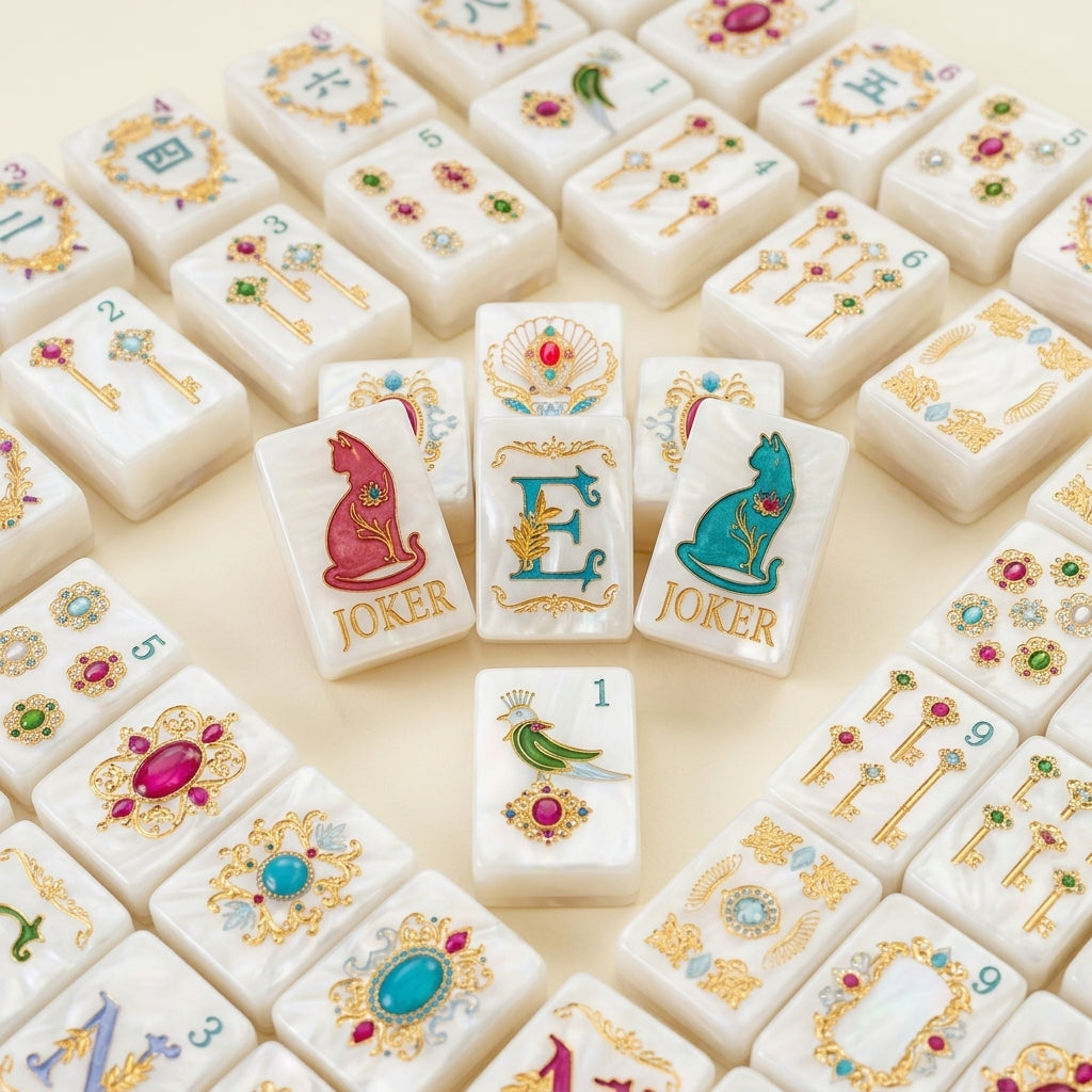 Pearl Cat Mahjong Set — 160 Tiles