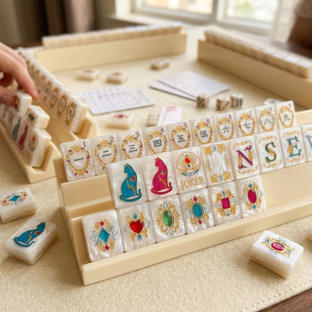 Pearl Cat Mahjong Set — 160 Tiles