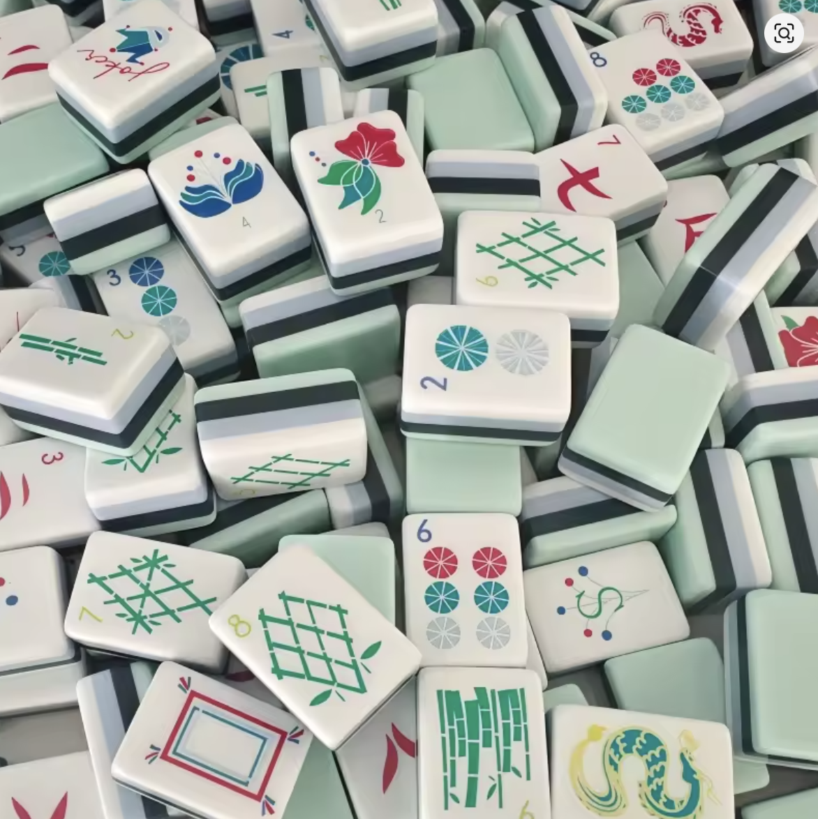 Crystal Cyan Mahjong Set — 160 Tiles