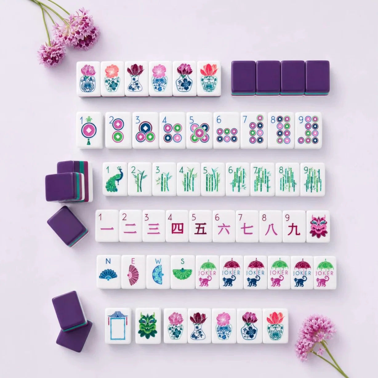 Grape Floral Mahjong Set — 160 Tiles
