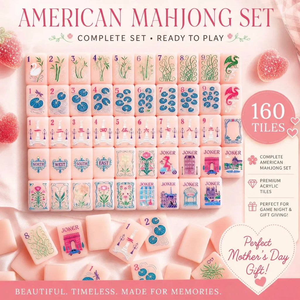 Pastel Floral Mahjong Set — 160 Tiles