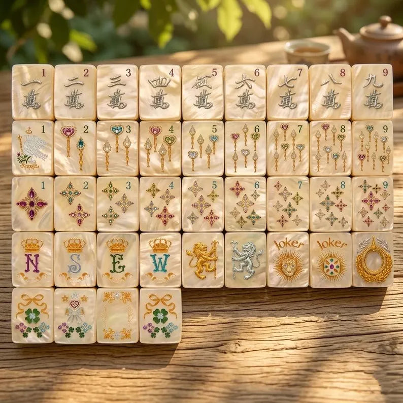 Mother-of-Pearl & Gold Mahjong — 160 Tiles