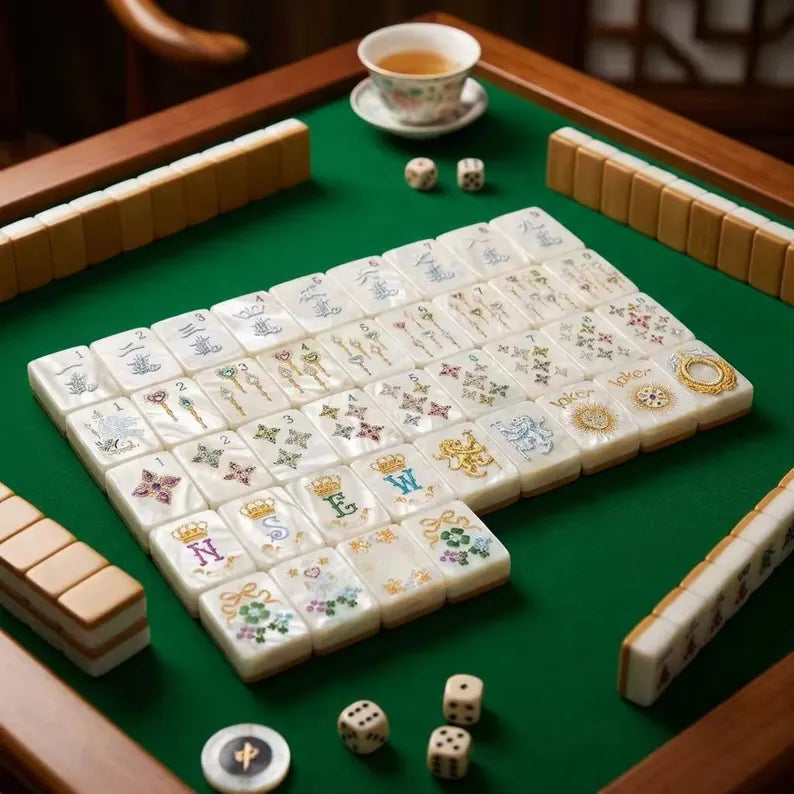 Mother-of-Pearl & Gold Mahjong — 160 Tiles